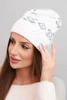 Women's winter wool hat with geometric pattern K434 white + gray