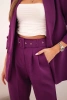 Elegantiškas švarkų ir kelnių komplektas tamsiai violetinė