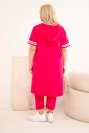 Damen-Baumwollset in Plus Size mit Kapuzenbluse und Hose fuchsia