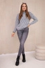 Sweater high neck with diamond pattern gray
