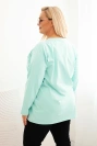 Women's Plus Size blouse with a V-neck and long sleeves mint