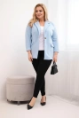 Damenjacke aus Viskose Plus Size mit langen Ärmeln und Kragen blau