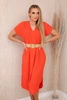 Dress with a decorative belt dark orange