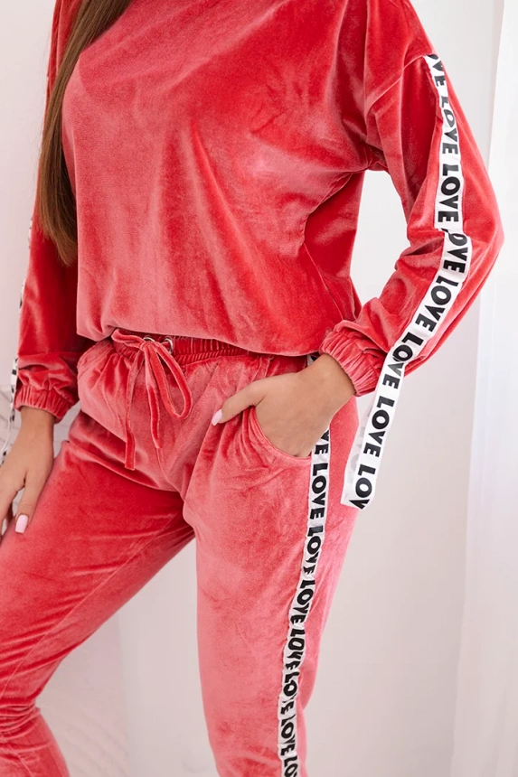 Velurová souprava Love raspberry