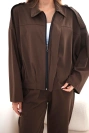 Damen-Baumwollset mit kurzem Sweatshirt und Hose braun