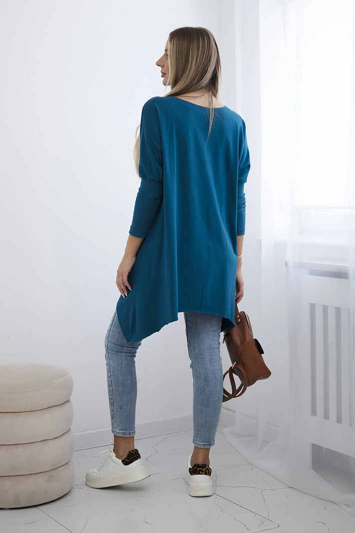Blouse oversize with rainbow lips print marine