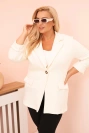 Women's Plus Size viscose blazer with long sleeves and collar ecru