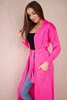 Sweter długi kardigan wiązany w talii różowy neon