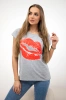 Lippenprint Bluse grau