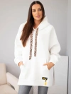 Damen-Oversize-Sweatshirt aus Baumwolle mit Kapuze und Tasche weiß