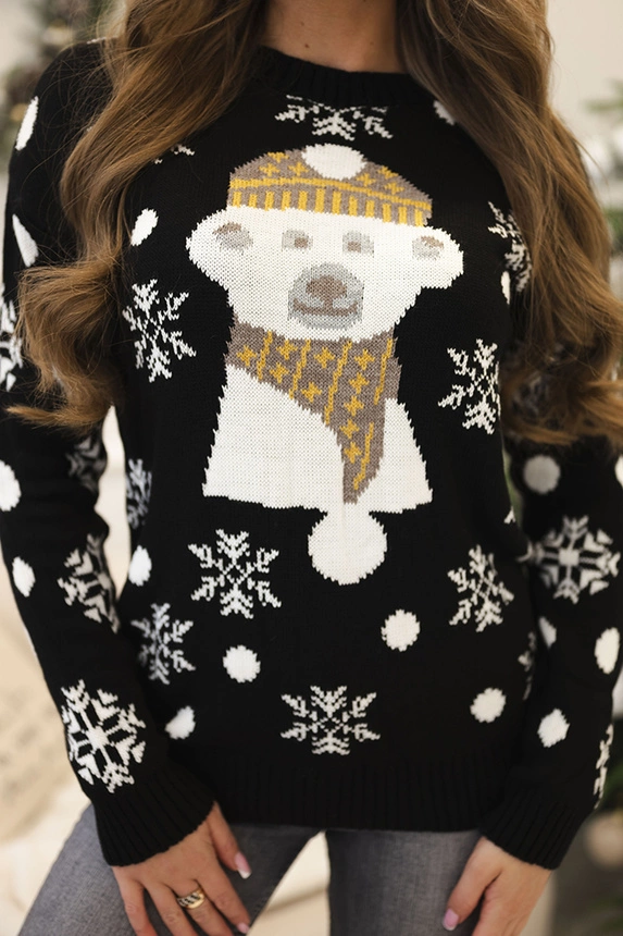 Christmas sweater with bear black