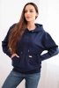 Women's cotton looped sweatshirt with a hood and kangaroo pocket navy blue
