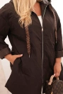 Dámská bunda Plus Size prošívaná s kapucí a nápisem HOPE hnědá