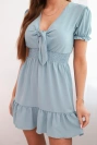 Dress with a tied V-neckline marine