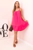 Women's muslin dress with straps and frill pink