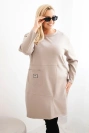 Dámské šaty Plus Size máslo s kapsou a rukávem 3/4 fango