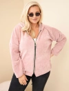 Women’s Plus Size Corduroy Hoodie with Zipper Oversize dark dusty pink