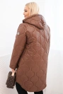 Women's Plus Size winter quilted jacket with a hood chocolate