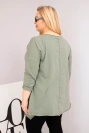 Dámská bavlněná blůza Plus Size s asymetrickým spodním lemem a výřezy khaki