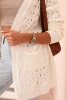 Ladies' openwork cardigan with pockets ecru