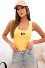 Women's ribbed tank top with decorative patch dark yellow