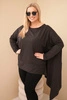 Women's Plus Size tunic made of cotton with an asymmetrical hem brown