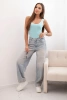 Women's ribbed bodysuit with lace trim mint