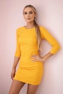 Dress with decorative buttons mustard