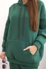 Women's warm cotton tracksuit with a hood green