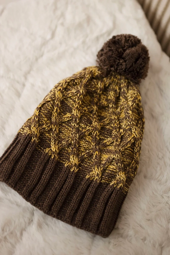 Cap with fleece Milano K203 yellow melange+brown