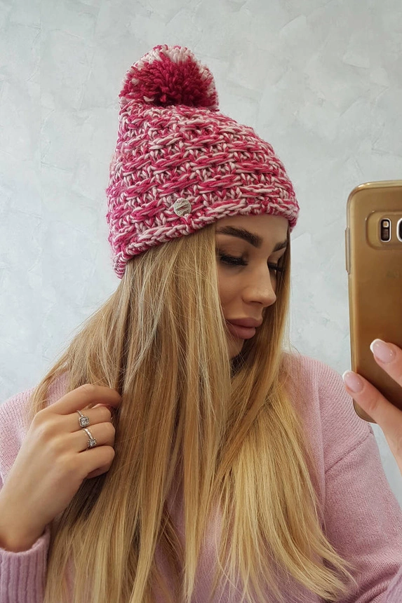 Čapica s fleece Fiona K275 fuchsiová + púdrová ružová