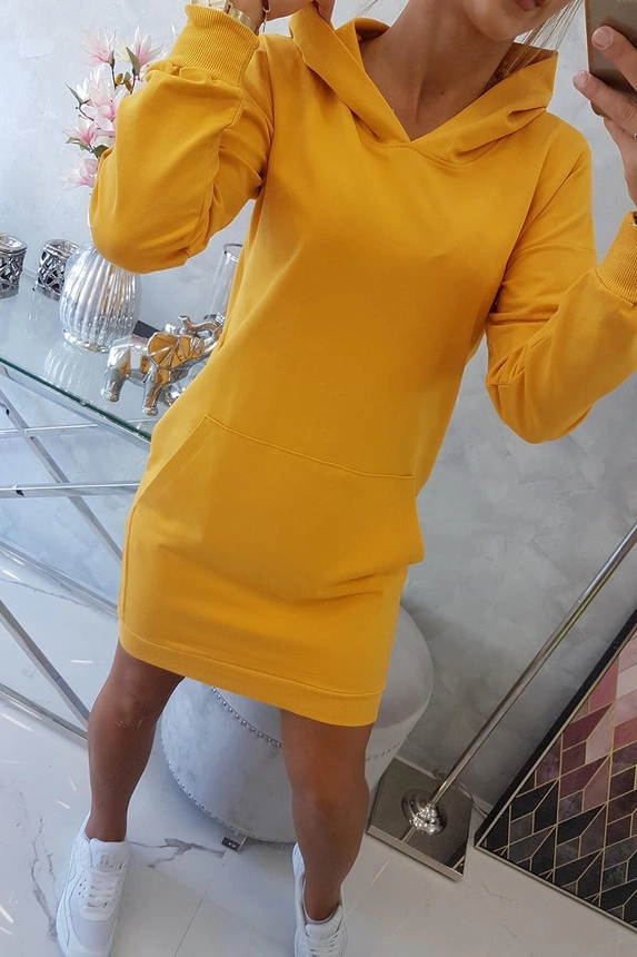 Kapuzenkleid senf