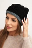 Women's winter hat made of wool with a braided pattern K443 black + gray