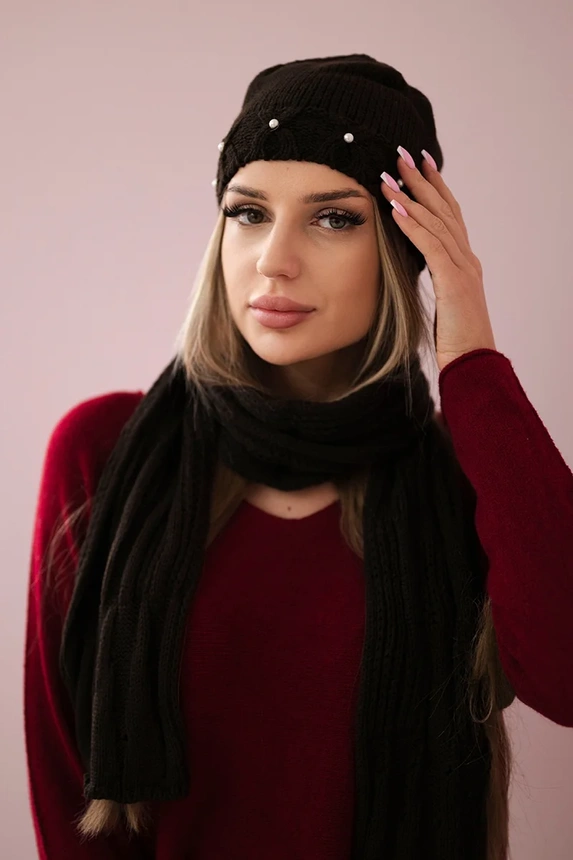 Women's set with a shawl Melania K389 brown
