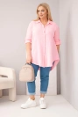 Bavlnená mušelínová košeľa Plus Size cukríková ružová