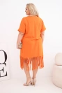 Damen-Baumwollkleid mit V-Ausschnitt und Fransen Plus-Size orange