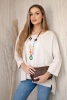 Oversize blouse with necklace buttery fabric beige