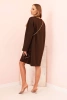 Damenkleid aus Viskose in Übergröße mit einer Tasche aus Kette braun