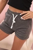 Women's cotton shorts with elastic and tie at the waist graphite