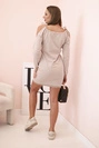 Damenkleid aus Baumwolle mit offenen Schultern und dem Aufdruck OFFLINE beige