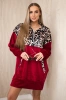 Kleid aus Velours mit Leopardenmuster in Burgund