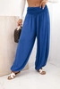 Women's viscose trousers with wide leg and ruffles cornflower blue