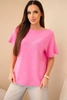 Women's short-sleeve loose-fitting sweater light pink