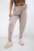 Pants with belt and pockets buttery-fabric dark beige