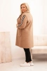 Plus Size women's coat made of faux sheepskin with pockets camel