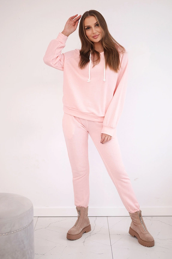 Sweatshirt set with a hood powdered pink