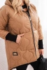 Plus Size women's winter quilted jacket with a hood camel