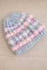 Women's winter hat with colorful yarn and elastic band K352 blue
