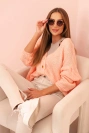 Damenpullover mit V-Ausschnitt und Knöpfen, apricot
