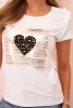 Women's cotton blouse with ruffles and a heart made of studs white